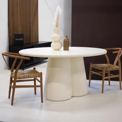 Giga Meubel - Eettafel Beige Rond - Ø150cm - Beton Ciré - Tafel Boaz