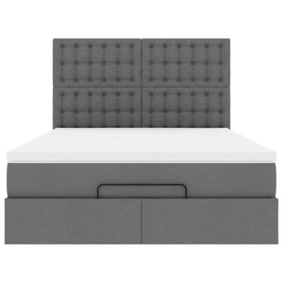 Ottoman bed met matras en LED's 140x200cm stof donkergrijs