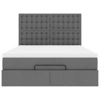 Ottoman bed met matras en LED's 140x200cm stof donkergrijs - thumbnail