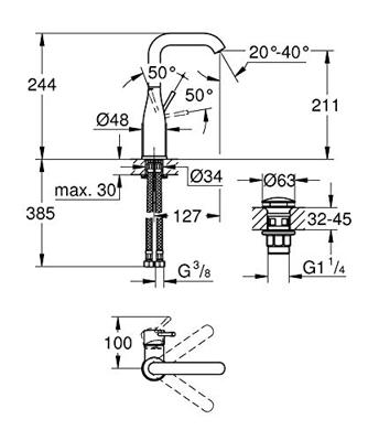 Grohe Essence Wastafelmengkraan Chroom