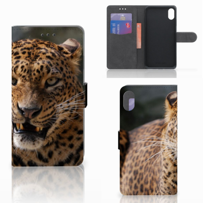 Apple iPhone Xs Max | Telefoonhoesje | Met pasjeshouder | Luipaard