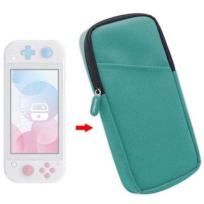 Mini host opbergdoos rits bescherming nylon zachte doek zak voor switch Lite (groen blauw)