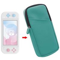 Mini host opbergdoos rits bescherming nylon zachte doek zak voor switch Lite (groen blauw) - thumbnail