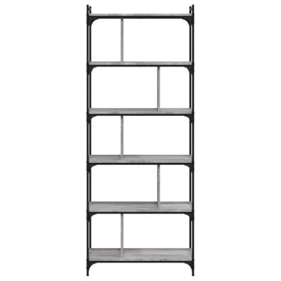 Boekenkast 6-laags 76x32x192 cm bewerkt hout grijs sonoma
