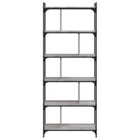 Boekenkast 6-laags 76x32x192 cm bewerkt hout grijs sonoma - thumbnail