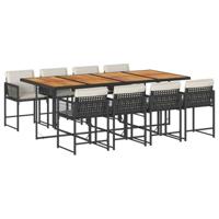 9-delige Tuinset poly rattan zwart - thumbnail