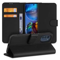 Book Case Hoesje voor de Motorola Moto E32 | E32s Zwart met Pasjeshouder - thumbnail