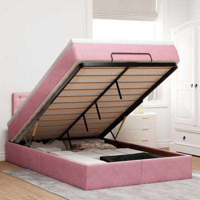 Ottoman bed met matras 120x200cm fluweel roze