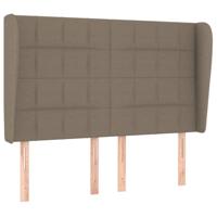 Hoofdbord met randen 147x23x118/128 cm stof taupe - thumbnail