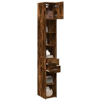 Opbergkast smal 30x42,5x225 cm bewerkt hout gerookt eikenkleur - thumbnail