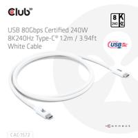 club3D CAC-1572 USB-C-kabel USB 4.0 USB-C stekker 1.20 m Wit - thumbnail