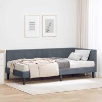Hoekbedframe met matras Donkergrijs 90 x 190 cm Fluweel - thumbnail