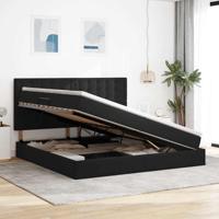 Opbergbed met LED met matras Zwart 200 x 200 cm Fluweel - thumbnail