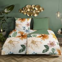 Descanso Dekbedovertrek "bloemen" - Ecru - (135x200 cm) - Biologisch Katoen satijn - thumbnail