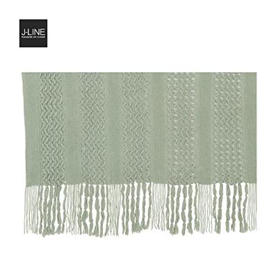 J-Line Plaid gebreid - polyester - lichtgroen - 160 x 130 cm
