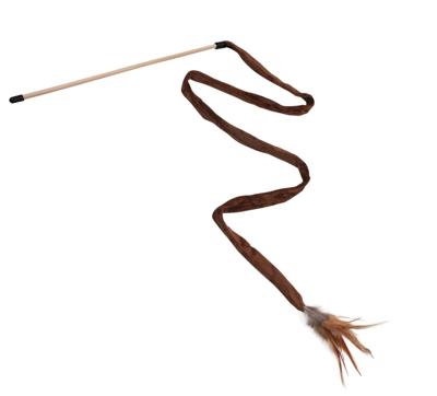 Nobleza Kattenhengel - Knisperend lint met veer - Bruin
