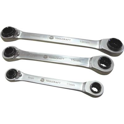 TOOLCRAFT 819162 Dubbele ringsleutelratelset 3-delig Sleutelbreedte (metrisch) 8 - 19 mm