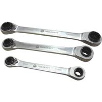 TOOLCRAFT 819162 Dubbele ringsleutelratelset 3-delig Sleutelbreedte (metrisch) 8 - 19 mm - thumbnail