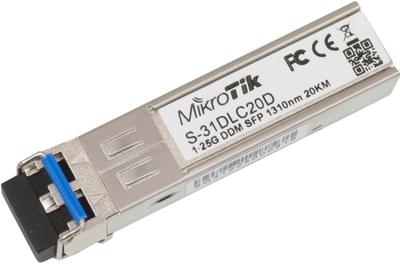 SFP Singlemode Vezelmodule Mikrotik S-31DLC20D 1250 Mbit/s