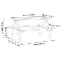 Kindertafel met banken 90x79,5x50 cm massief hout - thumbnail