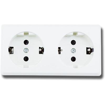 Witte Opbouw Wandcontactdoos 2-Voudig met Randaarde