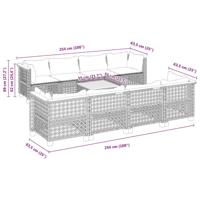 9-delige Loungeset met kussens poly rattan zwart - thumbnail