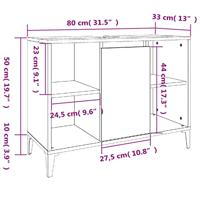Wastafelkast 80x33x60 cm bewerkt hout bruineikenkleurig - thumbnail