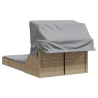 Ligbed 2-persoons met luifel en kussens poly rattan beige - thumbnail