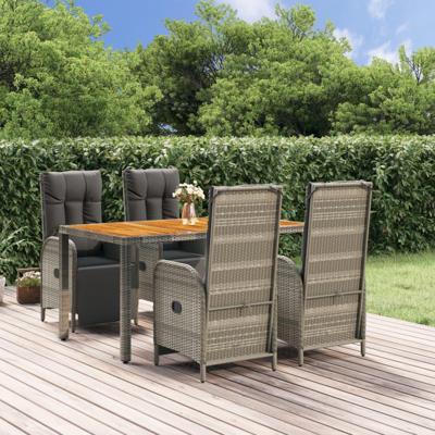 5-delige Tuinset met kussens poly rattan grijs