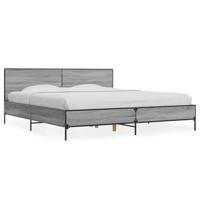 Bedframe bewerkt hout metaal grijs sonoma eiken 200x200 cm - thumbnail