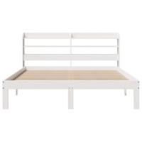 Bedframe met hoofdbord massief grenenhout wit 120x190 cm - thumbnail