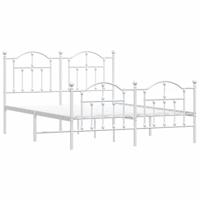 Bedframe met hoofd- en voeteneinde metaal wit 140x200 cm - thumbnail