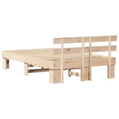 Bedframe met hoofdeinde Bruin 135 x 190 cm Massief grenenhout Bedframe met hoofdeinde Bruin 135 x 190 cm Massief grenenhout