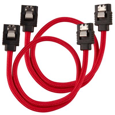 Corsair Hoogwaardige SATA-kabel met mantel 30 cm (rode kleur)