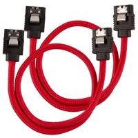 Corsair Hoogwaardige SATA-kabel met mantel 30 cm (rode kleur) - thumbnail