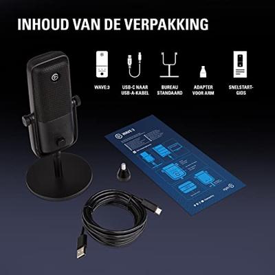 Elgato Wave 3 Streaming Microfoon Zwart