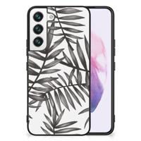 Samsung Galaxy S22 Bloemen Hoesje Leaves Grey - thumbnail