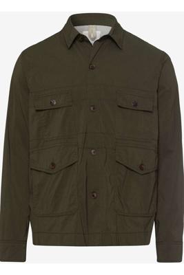 Brax Normal Fit Overshirt olijf, Effen