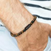 Tiger eye armband graveren - Bruin - M - 6mm - thumbnail