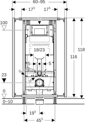 Geberit Gis module wandcloset H120 B60-95cm sigma res12cm 442.020.00.6