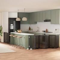 Hondenhek inklapbaar 9 panelen 450 cm populierenhout zwart - thumbnail