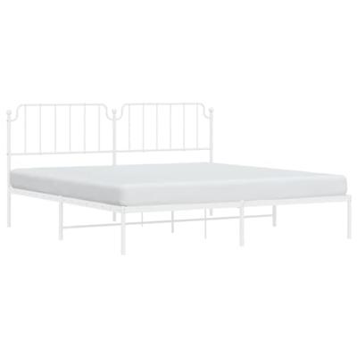 Bedframe met hoofdbord metaal wit 200x200 cm