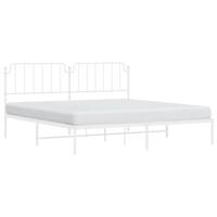 Bedframe met hoofdbord metaal wit 200x200 cm - thumbnail