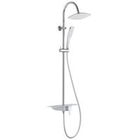 WATERWAY hoofddouche met ééngreepsmengkraan en planchet, chroom-wit wellness-hoofddouche met antikalk nozzles, hoofddouche: ca. 20 x 20 cm handdouche met antikalk nozzles, maat: (b x. L) ca. 6,4 x - thumbnail