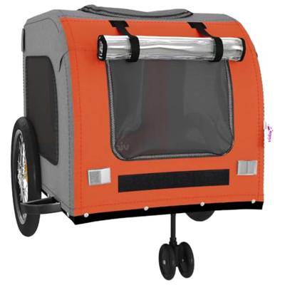 VidaXL Hondenfietstrailer oxford stof en ijzer oranje en grijs - thumbnail