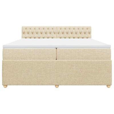 Boxspring met matras stof crèmekleurig 200x200 cm