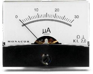 Monacor 0290600 PM-2/30UA PM-2/30UA draaispul-inbouwinstrument, 0,03 mA