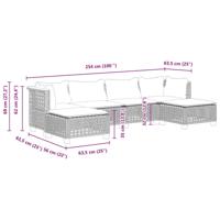 6-delige Loungeset met kussens poly rattan zwart - thumbnail