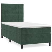 Boxspring met matras fluweel donkergroen 90x190 cm - thumbnail