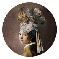 Reinders - Pearl Girl Flowers - Glasschilderij Ø 50cm - thumbnail